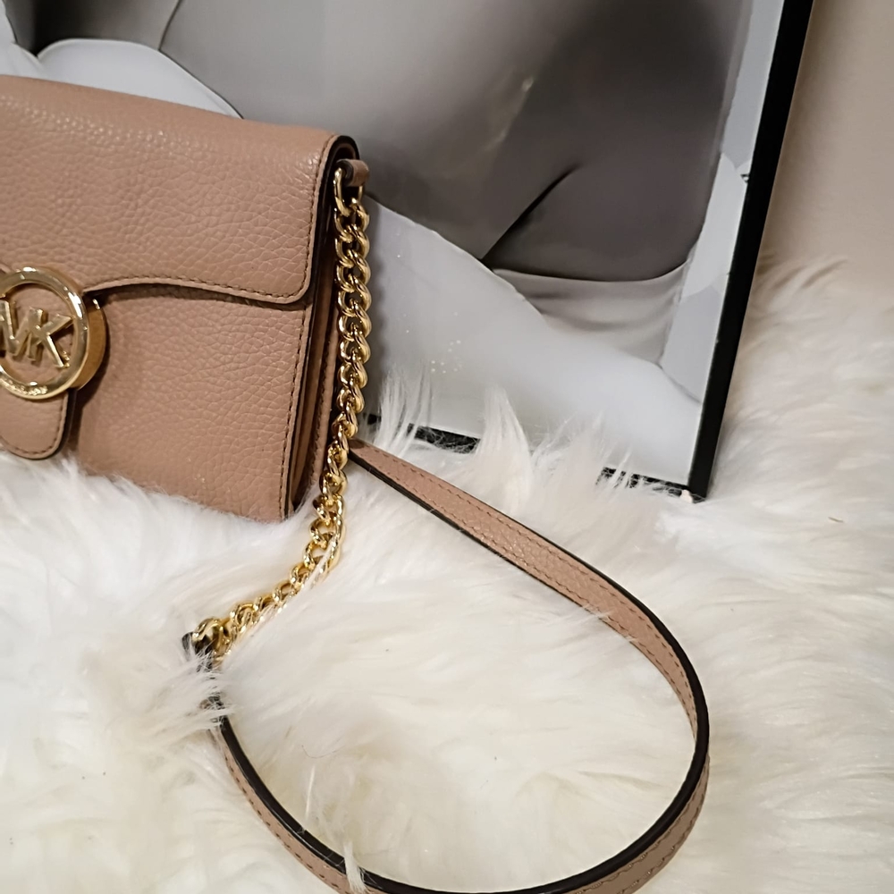 Michael Kors Taupe Crossbody Bag with Gold Accents - Picture 10 of 11